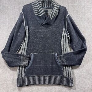 JB Holt Jefferson Shawl Collar Pullover Anorak Sweater Mens Large Black Tan